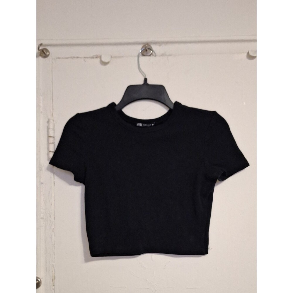 Zara Black Short Sleeve Crop Top